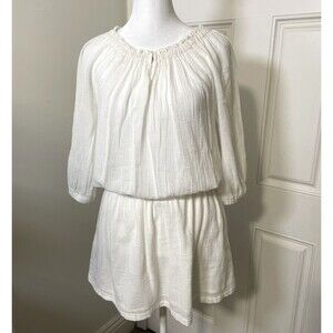 J.Crew Tiered Beach Tunic Dress in Crinkle Cotton Size XXS White Relaxed